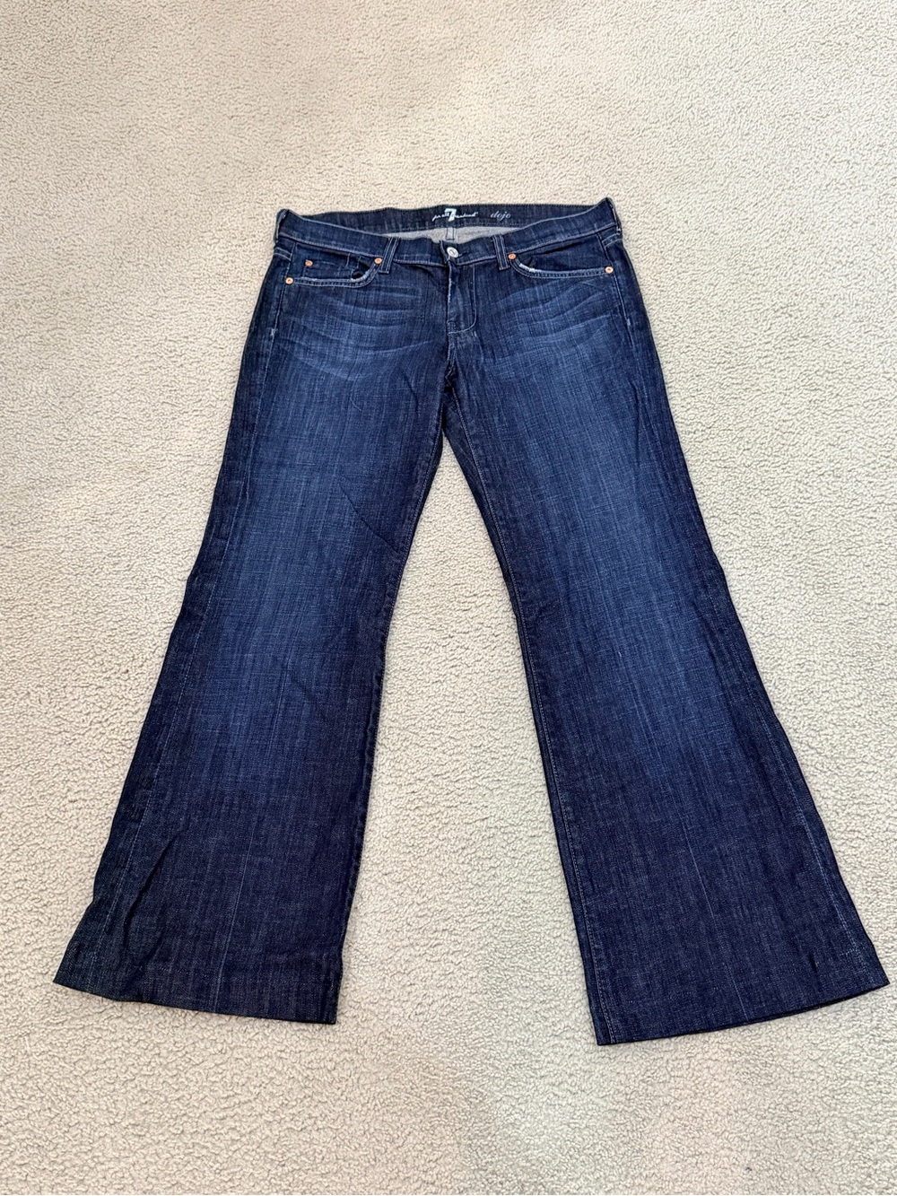 7 For All Mankind Dark Indigo Wide Leg Flare Jeans
